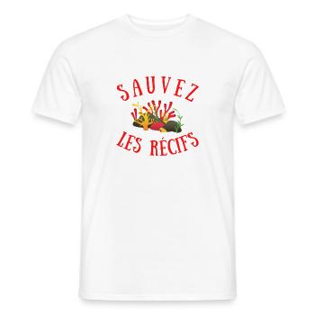 SAUVEZ LES RÉCIFS - CORAIL ROUGE - T-shirt homme - blanc - Devant - AI Model Male 178 dark (178cm)
