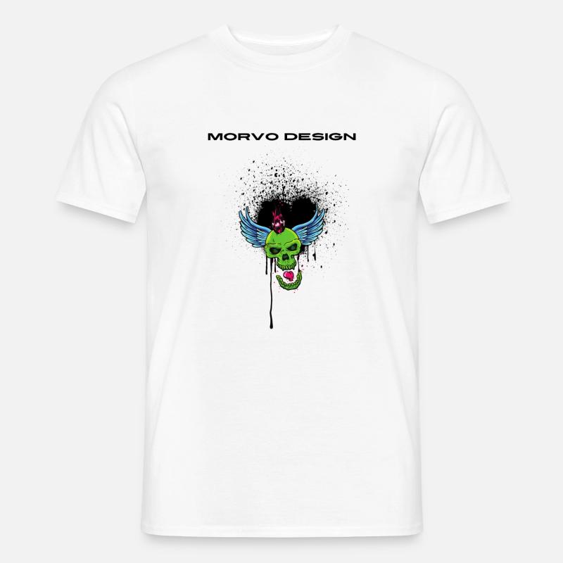 Morvo Design - Skull Graffiti - Männer T-Shirt - Weiß