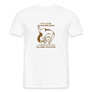 Ich glaube ich bin eine Katze - Männer T-Shirt - Weiß - Vorne - AI Model Male 178 dark (178cm)