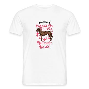 Hollandse Herder Fille Berger Hollandais - T-shirt homme - blanc - Devant - AI Model Male 178 dark (178cm)