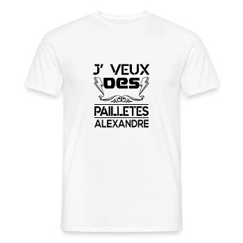 Tshirt homme J'veux des pailletes Alexandre - T-shirt homme - blanc - Devant - AI Model Male 178 dark (178cm)