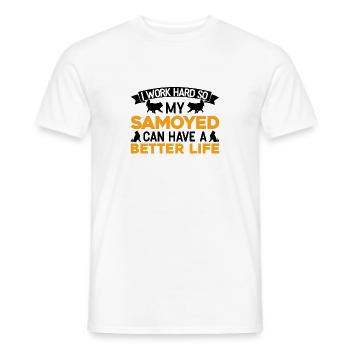 Samoyède Cadeau Traîneau Chien Samoyèdes - T-shirt homme - blanc - Devant - AI Model Male 178 dark (178cm)