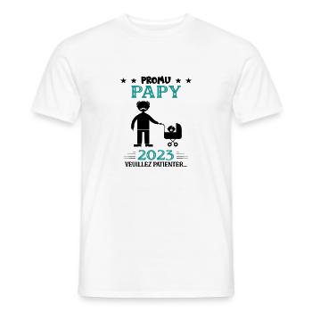 Encore Papy 2023 Cadeau Nouvelle Naissance - T-shirt homme - blanc - Devant - AI Model Male 178 dark (178cm)