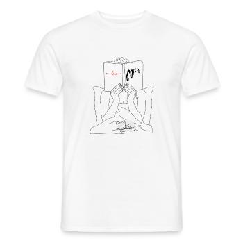 I love books, coffee and cats - Men's T-Shirt - white - Front - AI Model Male 178 dark (178cm)