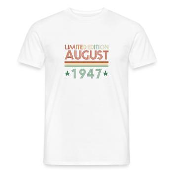 75e anniversaire Août né 1947 Idée cadeau - T-shirt homme - blanc - Devant - AI Model Male 178 dark (178cm)