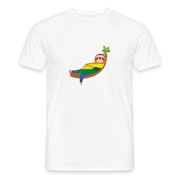 Sloth Rainbow Gay LGBTQ - T-shirt homme - blanc - Devant - AI Model Male 178 dark (178cm)