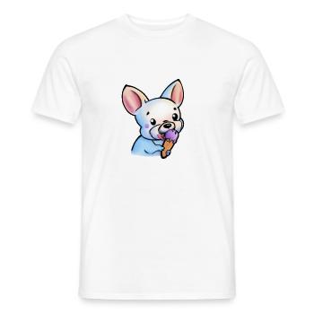 French Bulldog Eating Ice Cream - Men's T-Shirt - white - Front - AI Model Male 178 dark (178cm)