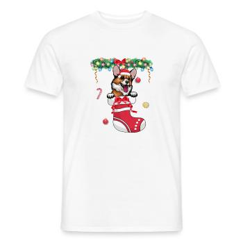 Noël - Mignon Cardigan Welsh Corgi Dog à Noël - T-shirt homme - blanc - Devant - AI Model Male 178 dark (178cm)