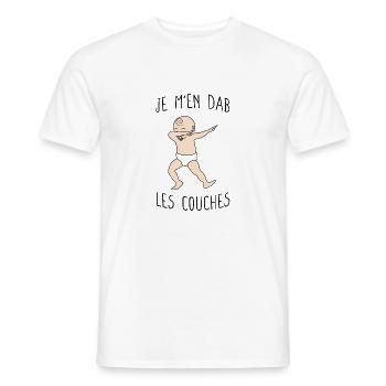 Je m'en DAB les Couches - Naissance - Bébé Drôle - T-shirt homme - blanc - Devant - AI Model Male 178 dark (178cm)