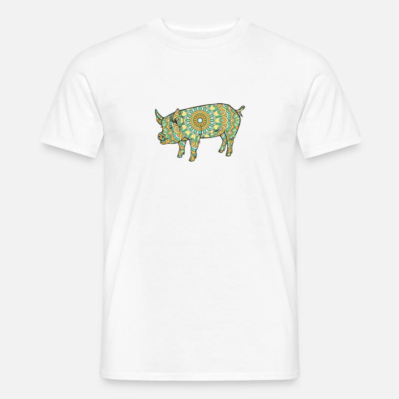 Mandala Pig Geometry Pattern - Men's T-shirt - white