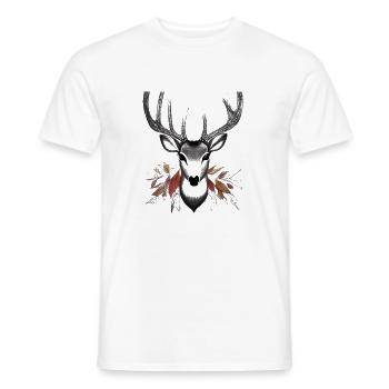 Hirschkopf im Herbst Hirsch Geweih Bock Reh Kitz 1 - Männer T-Shirt - Weiß - Vorne - AI Model Male 178 dark (178cm)