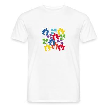 Puzzle Hand Be Kind Autism Autistic Autism - Men's T-Shirt - white - Front - AI Model Male 178 dark (178cm)