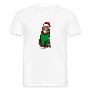 Tigre en costume de Noël - T-shirt homme - blanc - Devant - AI Model Male 178 dark (178cm)