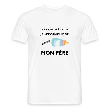 Je bois jusqu'à ce que je m'évanouisse comme père - T-shirt homme - blanc - Devant - AI Model Male 178 dark (178cm)