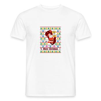 Ugly Xmas Sweater Merry Christmas Santa Witzig - Männer T-Shirt - Weiß - Vorne - AI Model Male 178 dark (178cm)