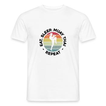 Muay Thai Eat Sleep Muay Thai Repeat Martial Arts - Men's T-Shirt - white - Front - AI Model Male 178 dark (178cm)