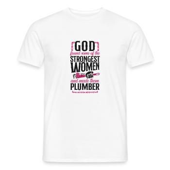 Plombier de plomberie Femme Dieu trouvé - T-shirt homme - blanc - Devant - AI Model Male 178 dark (178cm)