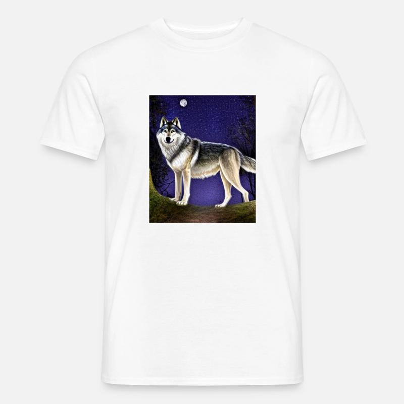 Wolf mit Mond schöne design - Männer T-Shirt - Weiß