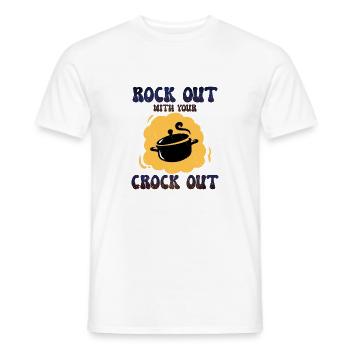 Rock Out With Your Crock Out Funny Retro Chef Pun - Men's T-Shirt - white - Front - AI Model Male 178 dark (178cm)