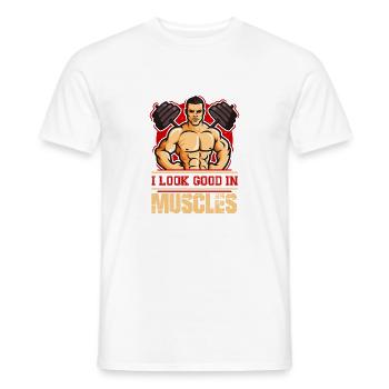 Ich schau gut aus mit Muskeln - Männer T-Shirt - Weiß - Vorne - AI Model Male 178 dark (178cm)