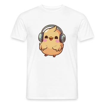 Kawaii Cute Happy Colorful Chicken avec des écouteurs - T-shirt homme - blanc - Devant - AI Model Male 178 dark (178cm)