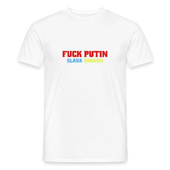 FXCK PUTIN SLAVA UKRAINI - Männer T-Shirt - Weiß - Vorne - AI Model Male 178 dark (178cm)