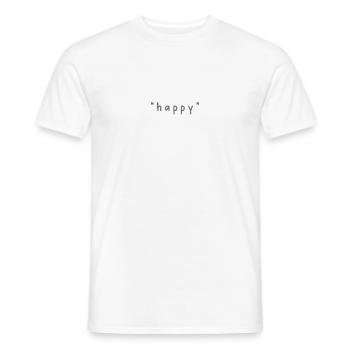 happy - Männer T-Shirt - Weiß - Vorne - AI Model Male 178 dark (178cm)
