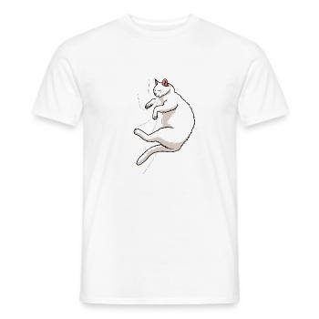 Hungrige Katze Beisst in Shirt Lustiges Katzen - Männer T-Shirt - Weiß - Vorne - AI Model Male 178 dark (178cm)
