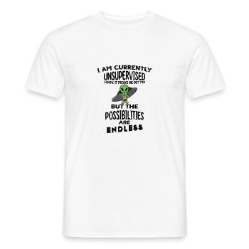 I am currently unsupervised - Männer T-Shirt - Weiß - Vorne - AI Model Male 178 dark (178cm)