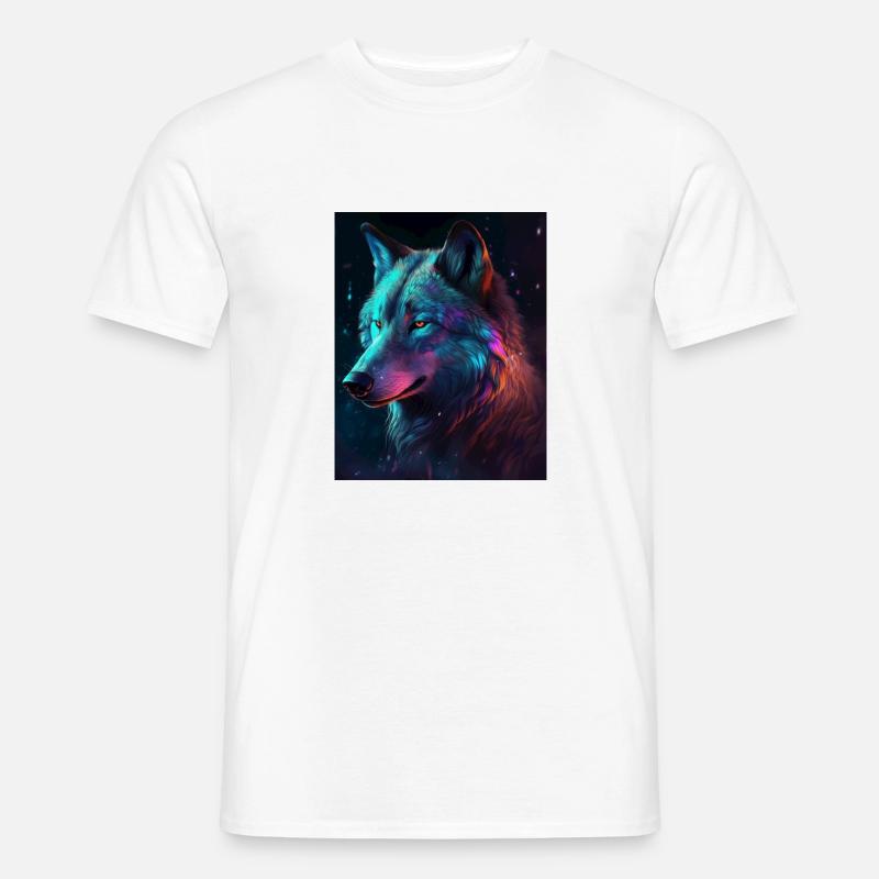 Wolf Galaxy Space Graphique Vabriant Couleur - T-shirt homme - blanc