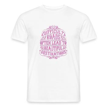 Les chemins difficiles mènent souvent à de beaux objectifs - T-shirt homme - blanc - Devant - AI Model Male 178 dark (178cm)