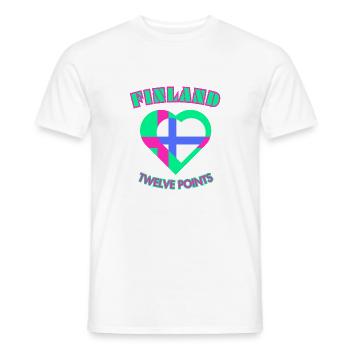 Finlande douze points - Suomi Kaksitoista Pistettä - T-shirt homme - blanc - Devant - AI Model Male 178 dark (178cm)