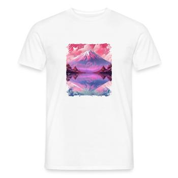 Esthétique Vaporwave Volcano Japon Vue Mont Fuji - T-shirt homme - blanc - Devant - AI Model Male 178 dark (178cm)
