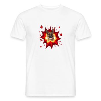 Comic Dog Design - Pow - German Shepherd - Men's T-Shirt - white - Front - AI Model Male 178 dark (178cm)