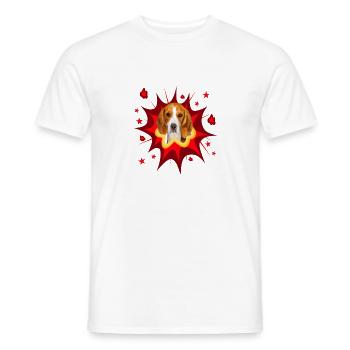 Comic Hund Design - Pow - Beagle - Männer T-Shirt - Weiß - Vorne - AI Model Male 178 dark (178cm)