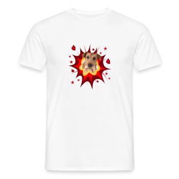 Comic Hund Design - Pow - Irish Terrier - Männer T-Shirt - Weiß - Vorne - AI Model Male 178 dark (178cm)