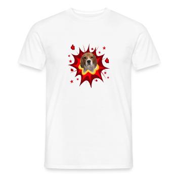 Comic Hund Design - Pow - Beagle - Männer T-Shirt - Weiß - Vorne - AI Model Male 178 dark (178cm)