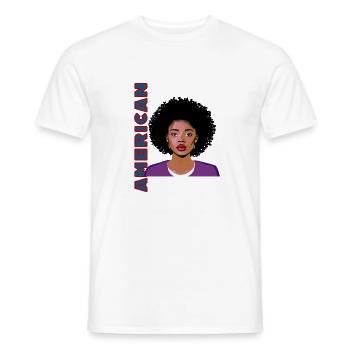 Frau mit Schriftzug American - Männer T-Shirt - Weiß - Vorne - AI Model Male 178 dark (178cm)