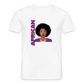 Frau mit Afro und Schriftzug African - Männer T-Shirt - Weiß - Vorne - AI Model Male 178 dark (178cm)