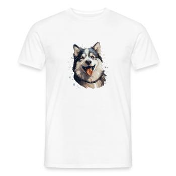 Chien Malamute d’Alaska peint - T-shirt homme - blanc - Devant - AI Model Male 178 dark (178cm)