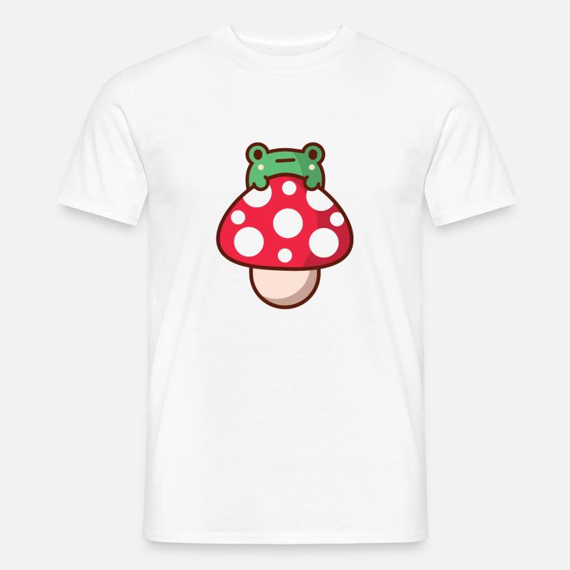 Cute Frog on Mushroom Kawaii Style - Toad Toadstol - Men’s T-shirt - white
