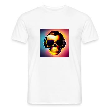 Crâne avec lunettes de soleil & écouteurs - cool-rockig - T-shirt homme - blanc - Devant - AI Model Male 178 dark (178cm)