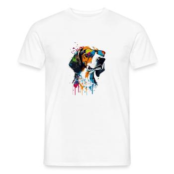 Foxhound américain coloré avec des lunettes de soleil - T-shirt homme - blanc - Devant - AI Model Male 178 dark (178cm)