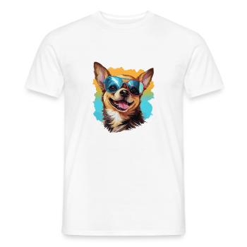 Colorful Chihuahua Wearing Sunglasses Dog Lover - Men's T-Shirt - white - Front - AI Model Male 178 dark (178cm)