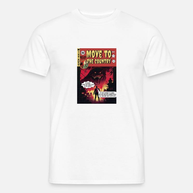 Retro-Horror-Comic - Umzug aufs Land - Männer T-Shirt - Weiß