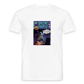Retro Horror Comic - The Online Profile - Men's T-Shirt - white - Front - AI Model Male 178 dark (178cm)