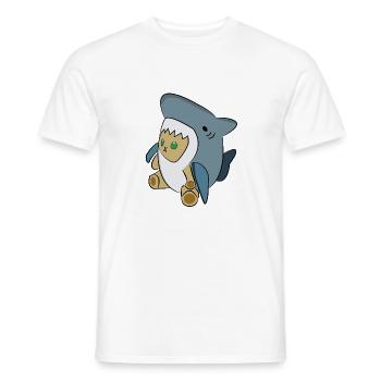 Katze Hai Katzen-Hai Motiv Tier Mädchen Jungs Baby - Männer T-Shirt - Weiß - Vorne - AI Model Male 178 dark (178cm)