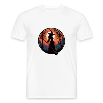 Sorcière tenant un balai - T-shirt homme - blanc - Devant - AI Model Male 178 dark (178cm)