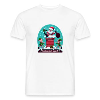Santa's stuck again - Men's T-Shirt - white - Front - AI Model Male 178 dark (178cm)
