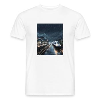 Japon Train Nuit Pluvieuse - T-shirt homme - blanc - Devant - AI Model Male 178 dark (178cm)